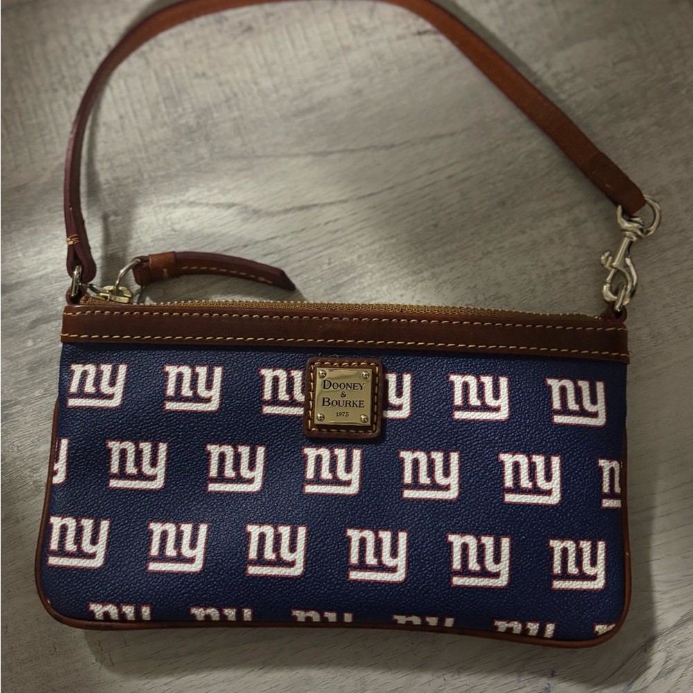 Dooney & Bourke Blue and Brown NY Giants Wristlet